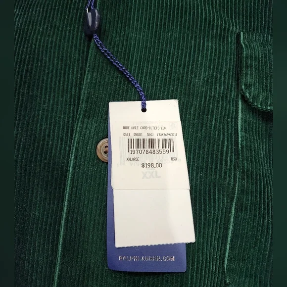 POLO RALPH LAUREN Men's Classic Fit Corduroy Button Up Camp Shirt Green Size XXL